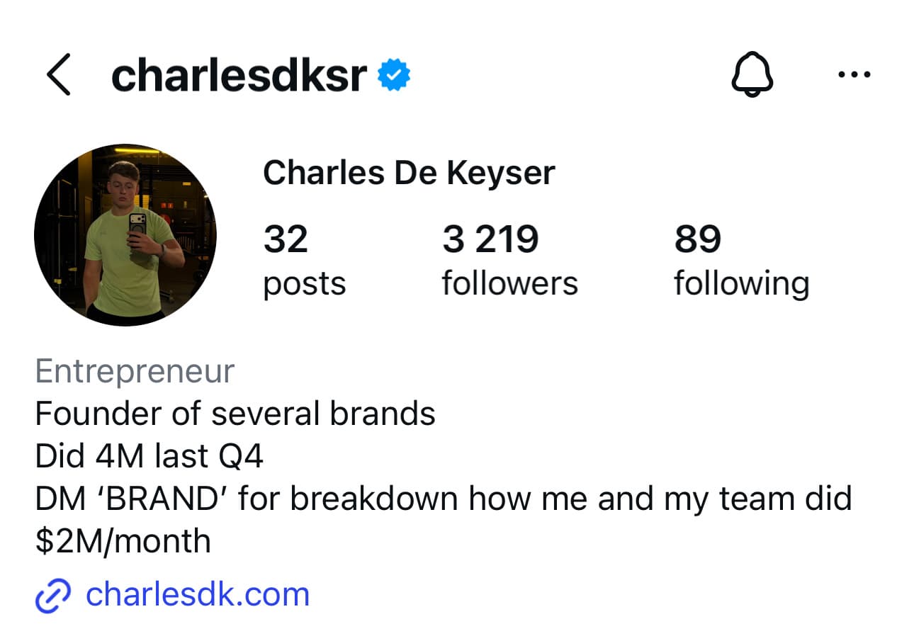 Charles De Keyser profile after working with Viraly, 32 posts, 3,219 followers