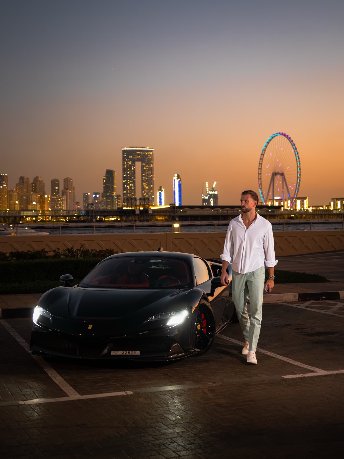 Kilian Kropiunik with his supercar at Ain Dubai, shot by Viraly